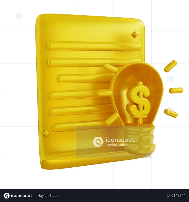 Financial Idea Document  3D Icon