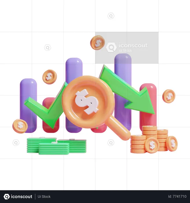 Financial Loss Chart  3D Icon