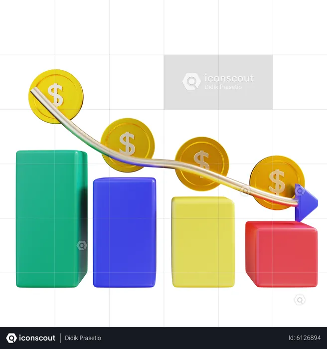 Financial Loss Chart  3D Icon