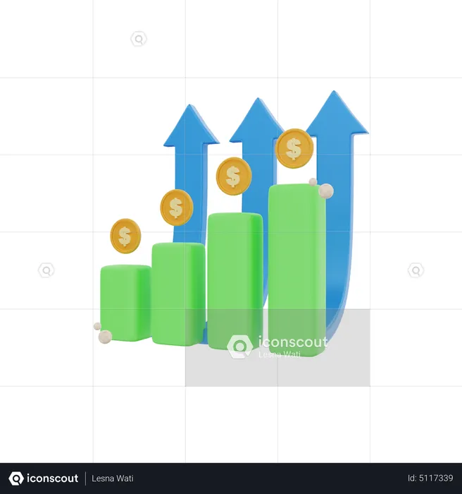 Financial Profit Chart  3D Icon