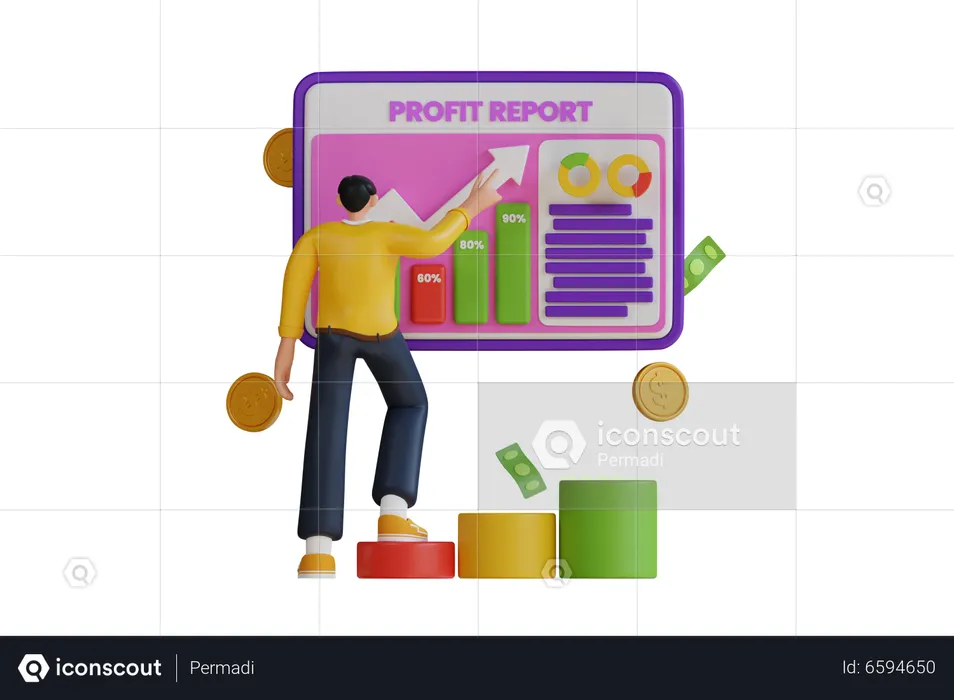Financial profit report  3D Illustration