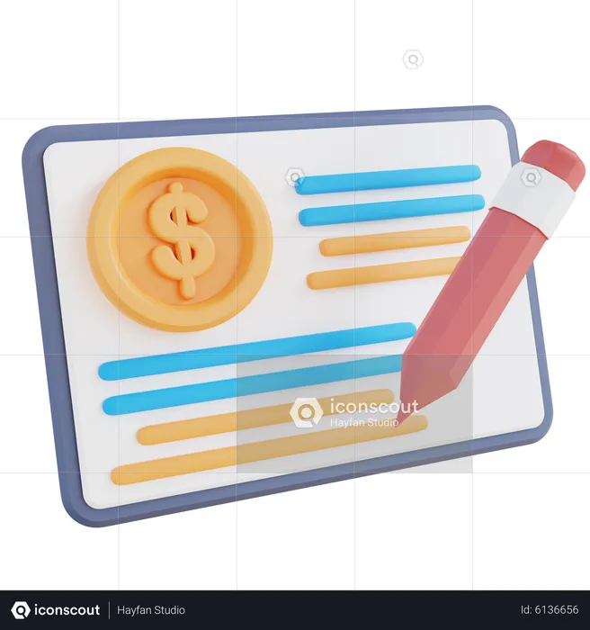 Financial Report Writing  3D Icon