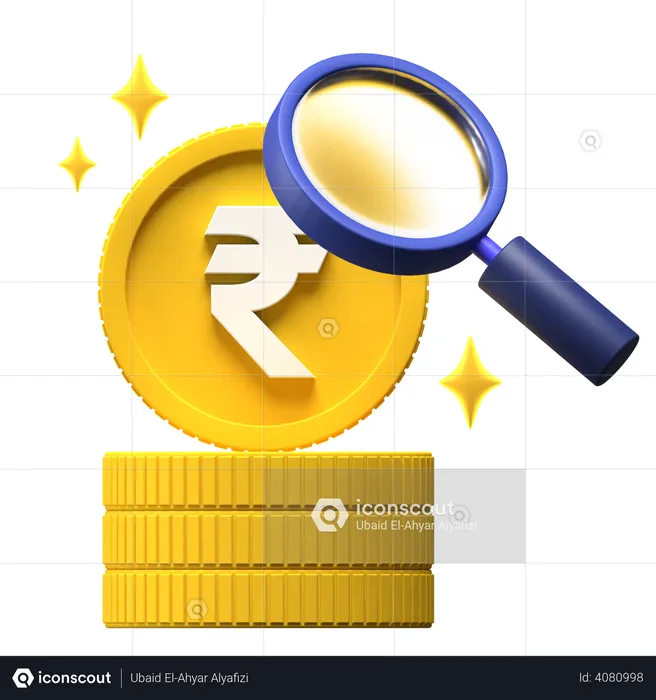 Financial Research Rupee  3D Illustration