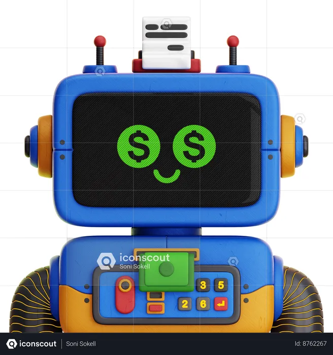 Financial Robot  3D Icon