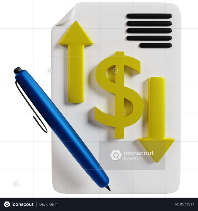 Financial Statement Fluctuations  3D Icon