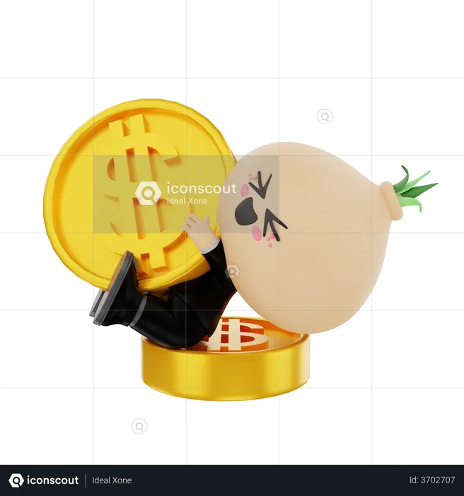 Financier kid playing with coins  3D Illustration