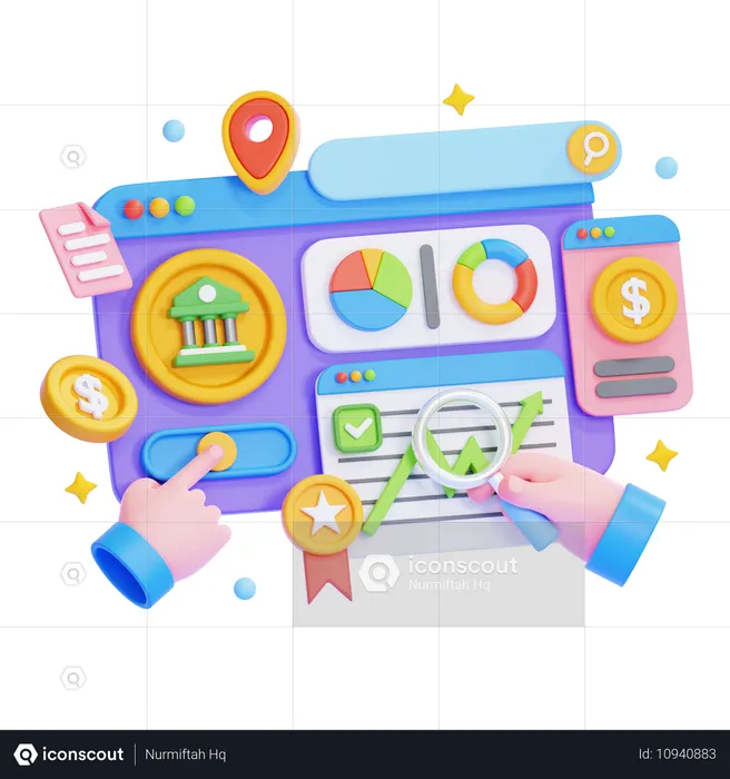 Finanz-Dashboard  3D Illustration