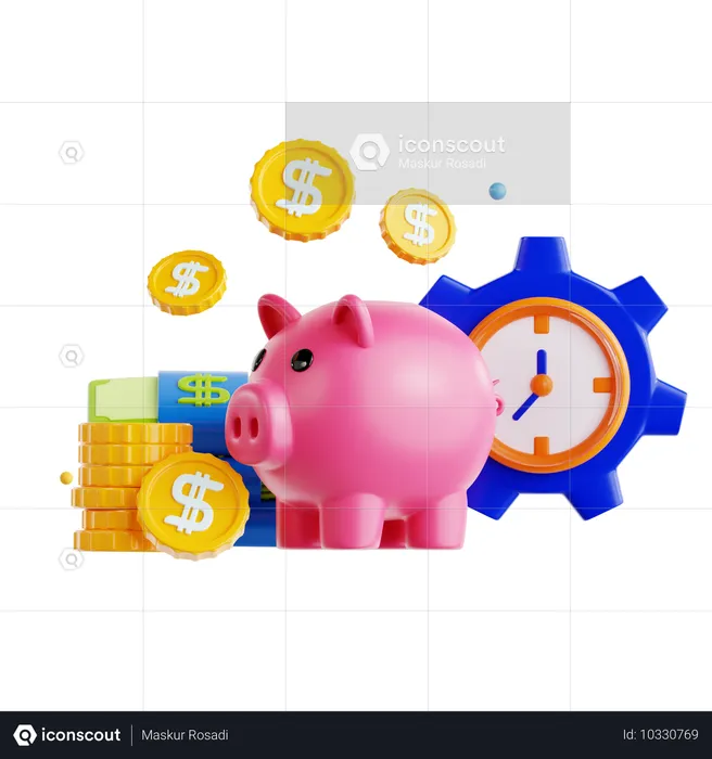 Finanzkonzepte mit Sparschwein und Münzen  3D Icon