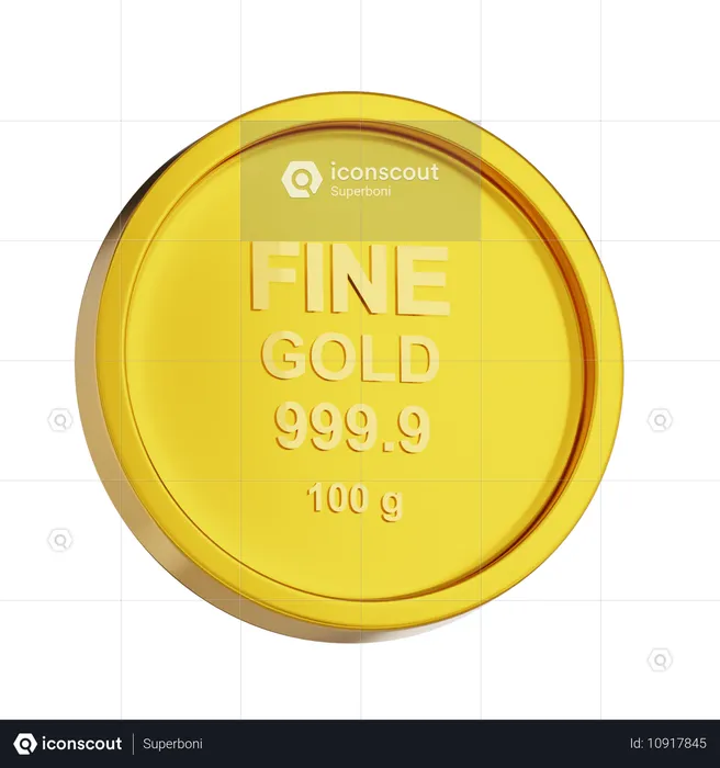 純金貨 100g  3D Icon