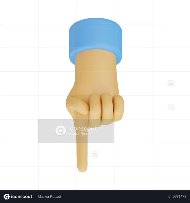 Finger down hand gesture  3D Icon
