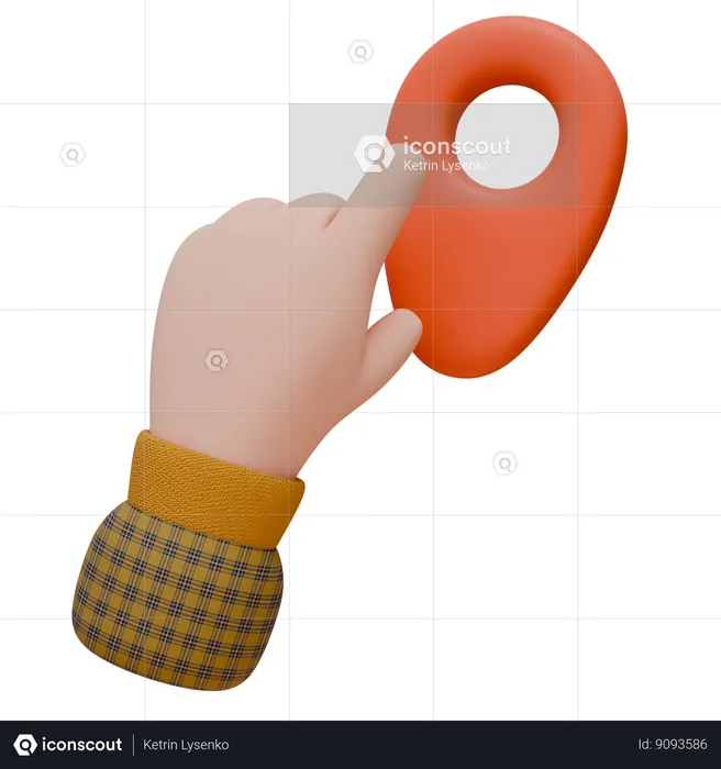 Finger Pointing On A Location Pin  3D Icon