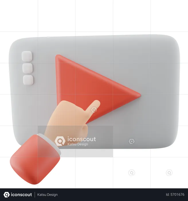 Finger Pointing Play Botton  3D Icon