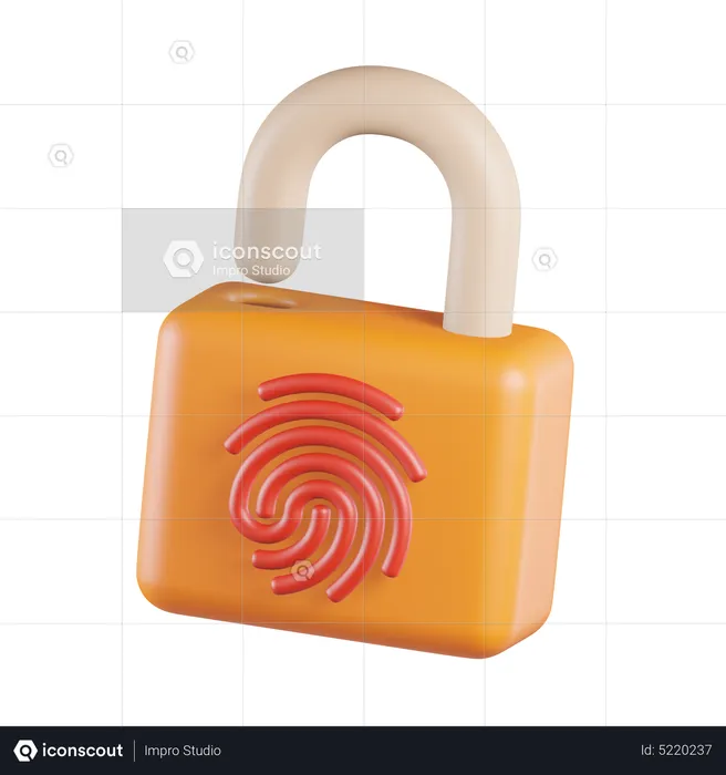 Finger Print With Pedlock  3D Icon