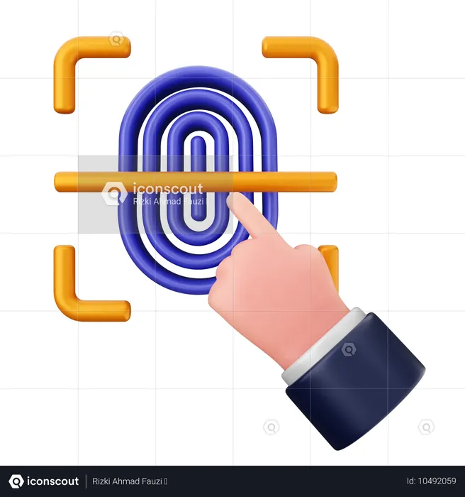 Fingerprint Internet Security  3D Icon