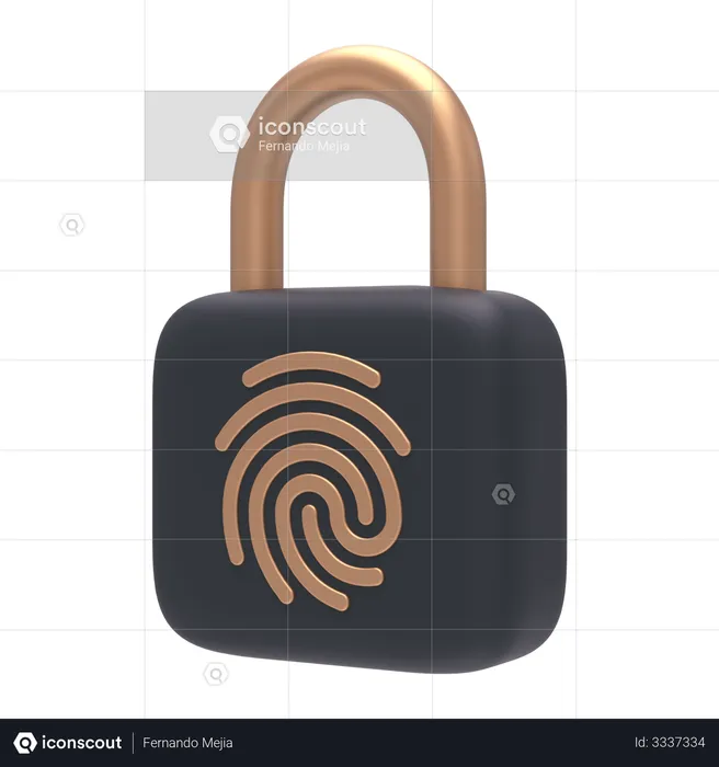 Fingerprint Lock  3D Illustration