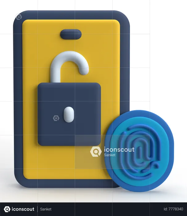 Fingerprint Mobile Security  3D Icon