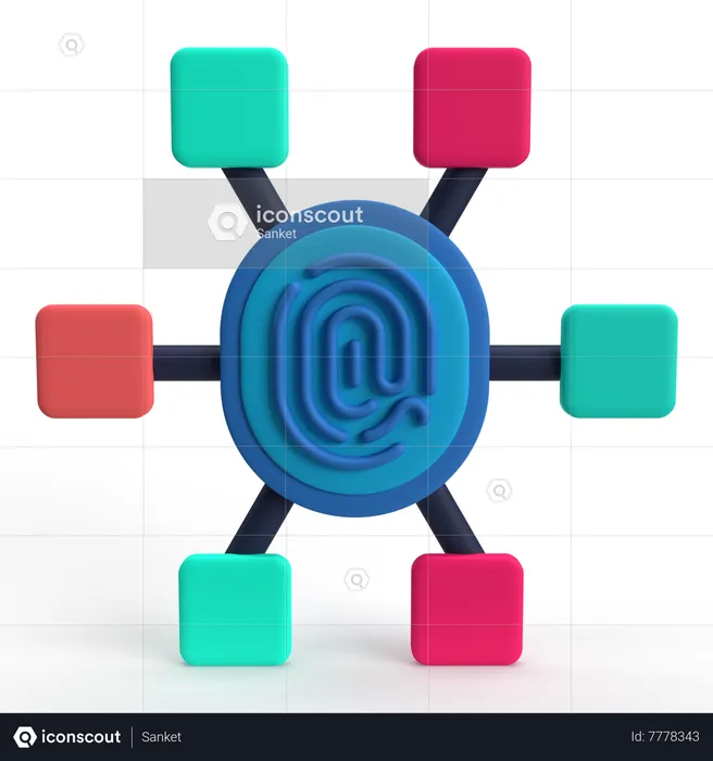 Fingerprint Network  3D Icon