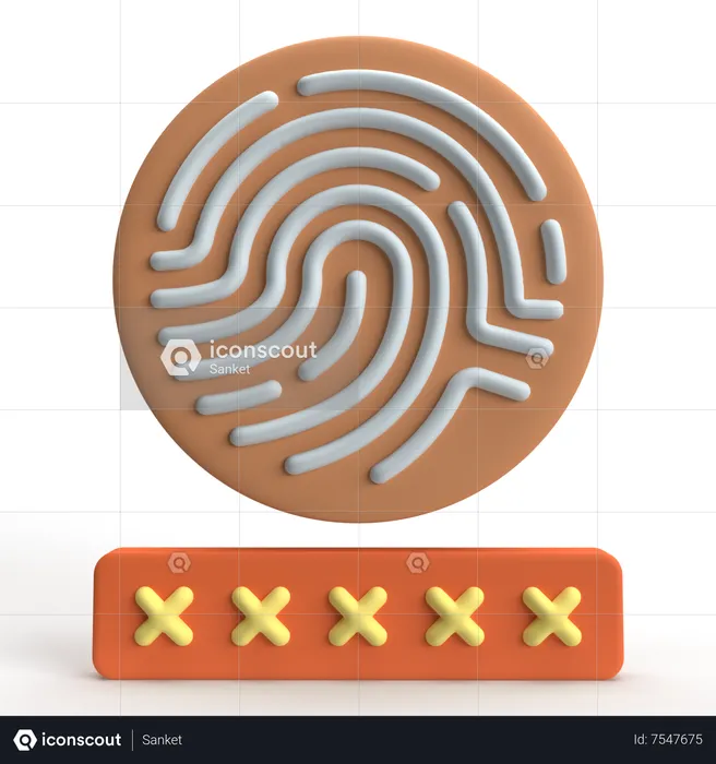 Fingerprint Password  3D Icon