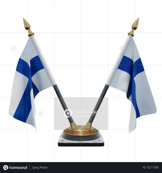 Finland Double (V) Desk Flag Stand Flag 3D Icon