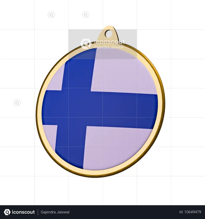 Finland Flag Medal Badge Flag 3D Icon