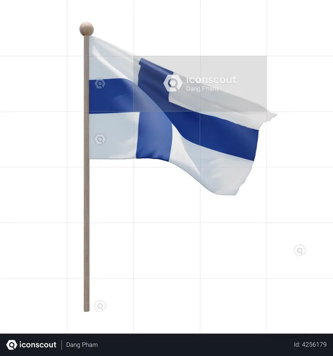 Finland Flagpole Flag 3D Illustration