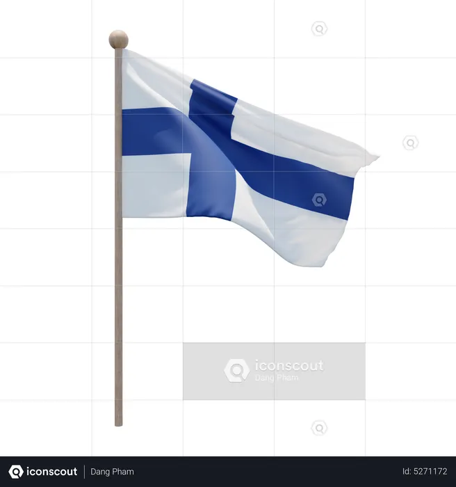Finland Flagpole Flag 3D Icon