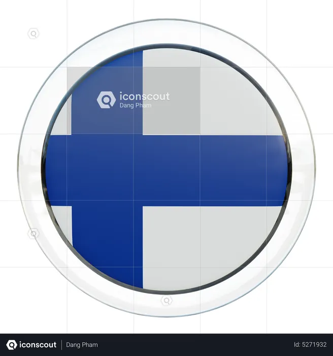 Finland Round Flag Flag 3D Icon