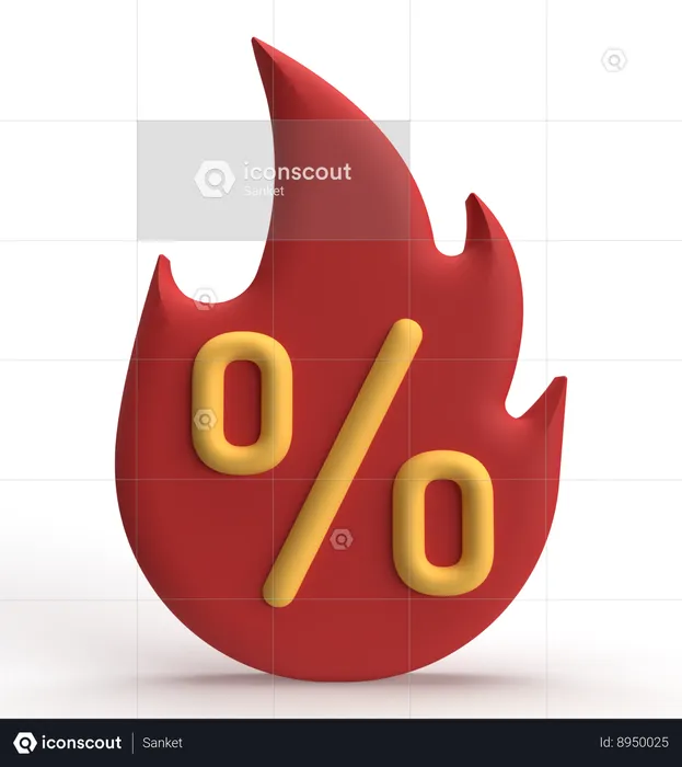 Fire Discount  3D Icon