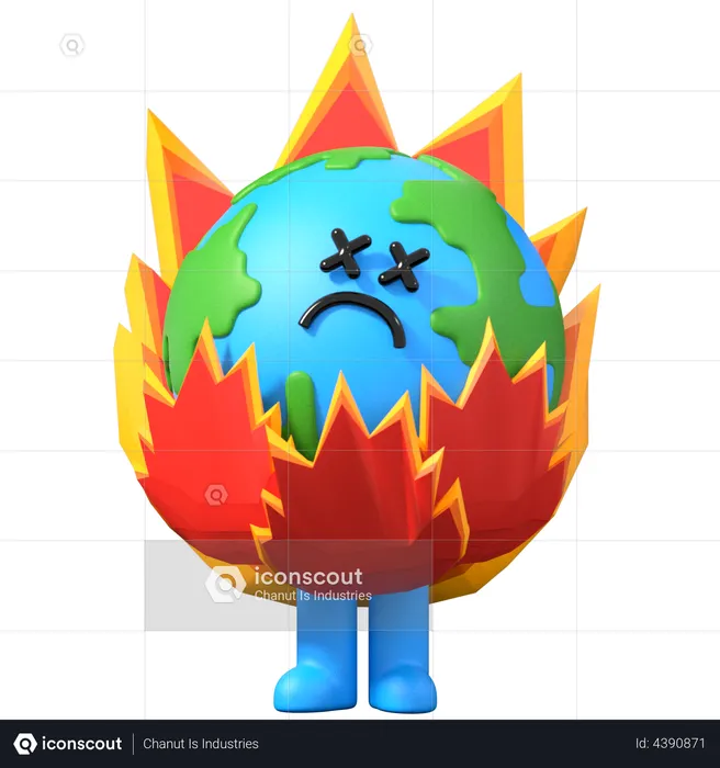 Fire Earth  3D Illustration