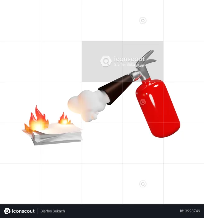 Fire Extinguisher Extinguishing Burning Business Project Clearing The Blockage At Work Deadline  3D Illustration