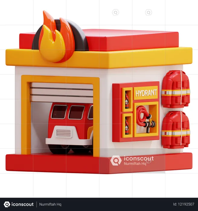 Fire Station  3D Icon