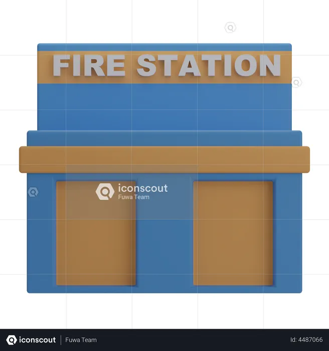 Fire Station  3D Illustration