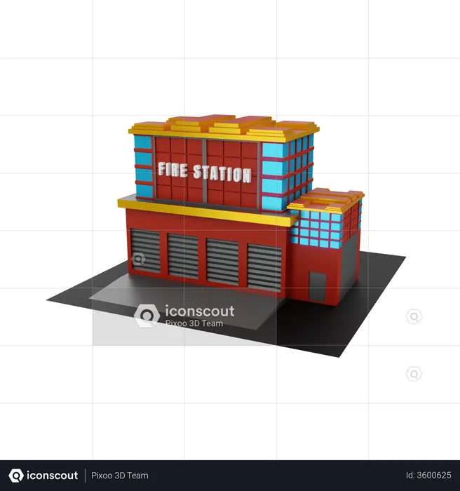 Fire Station  3D Illustration