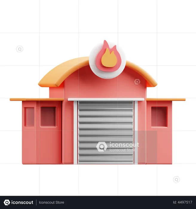 Fire Station  3D Illustration