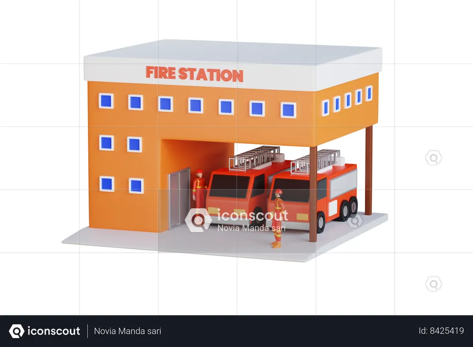 Fire Station Building  3D Icon