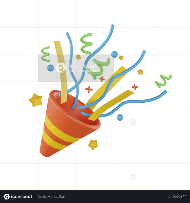 Firecracker Confetti  3D Illustration