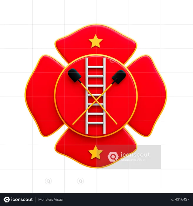 Firefighter Badge  3D Illustration