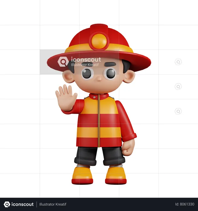 Fireman Doing The Stop Sign  3D Illustration