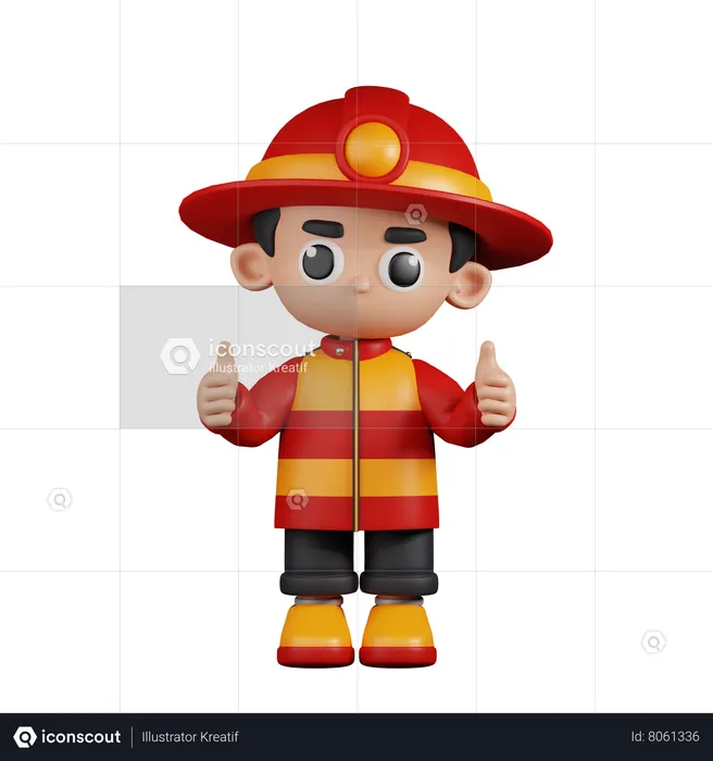 Fireman Giving A Thumb Up  3D Illustration