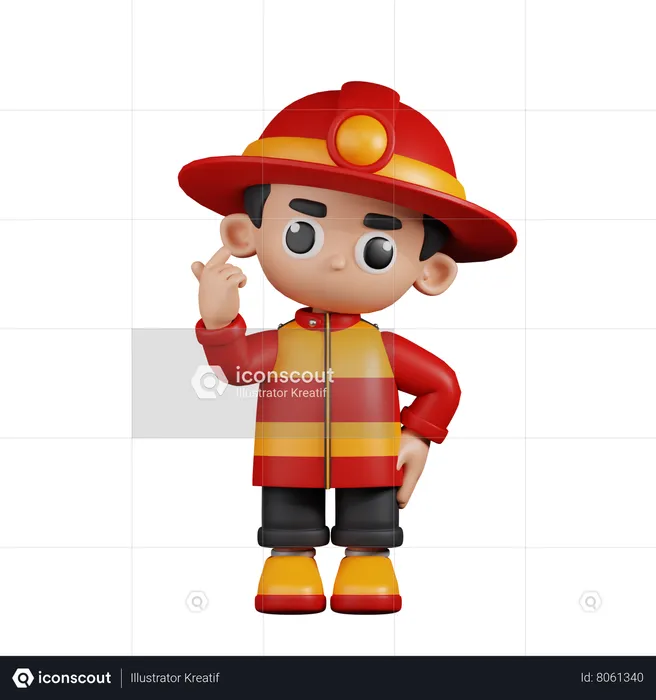 Fireman Giving Mini Love  3D Illustration
