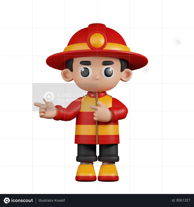 Fireman Pointing Fingers In Direction  3D Illustration