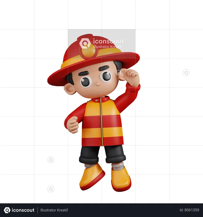 Fireman With Congrats  3D Illustration