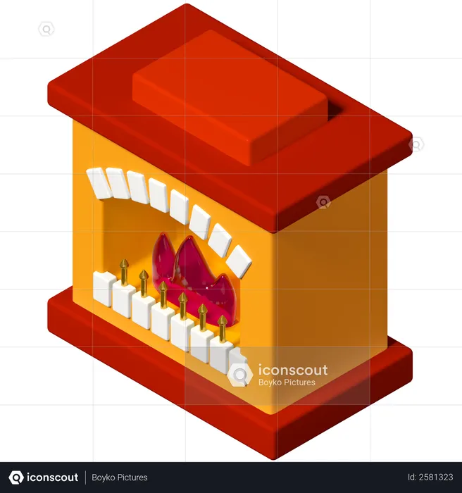 Fireplace  3D Illustration
