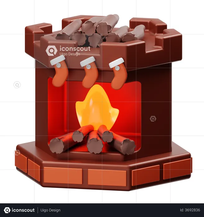 Fireplace  3D Illustration