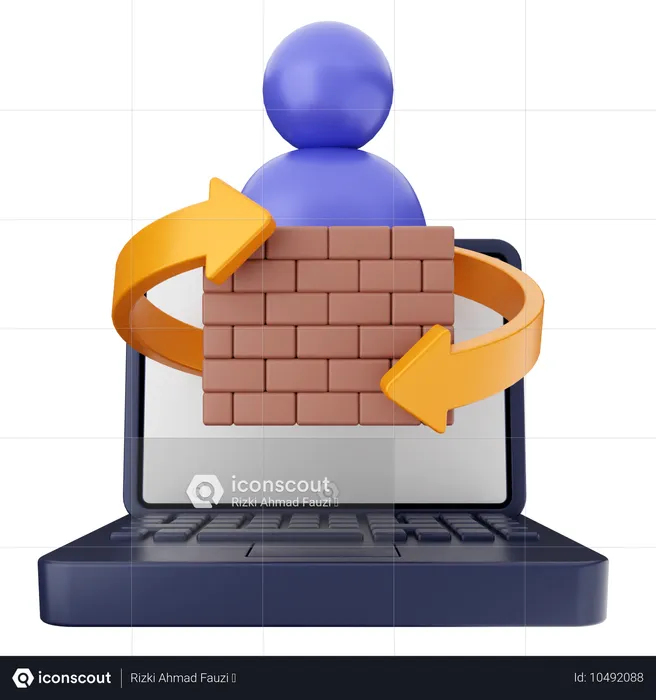 Firewall laptop segurança internet  3D Icon