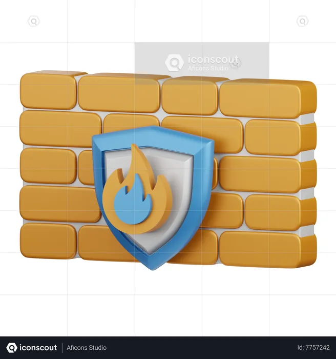 Firewall security  3D Icon