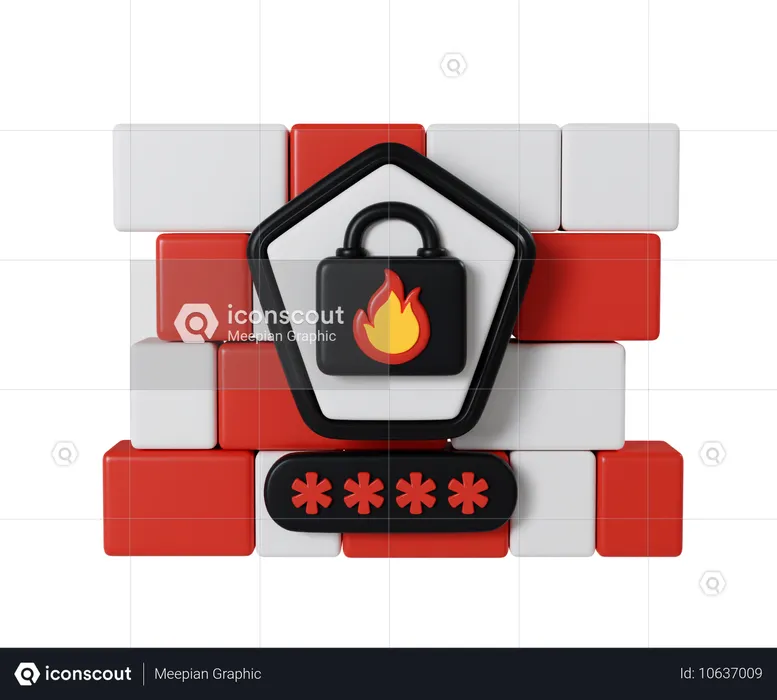 Firewall Security  3D Icon