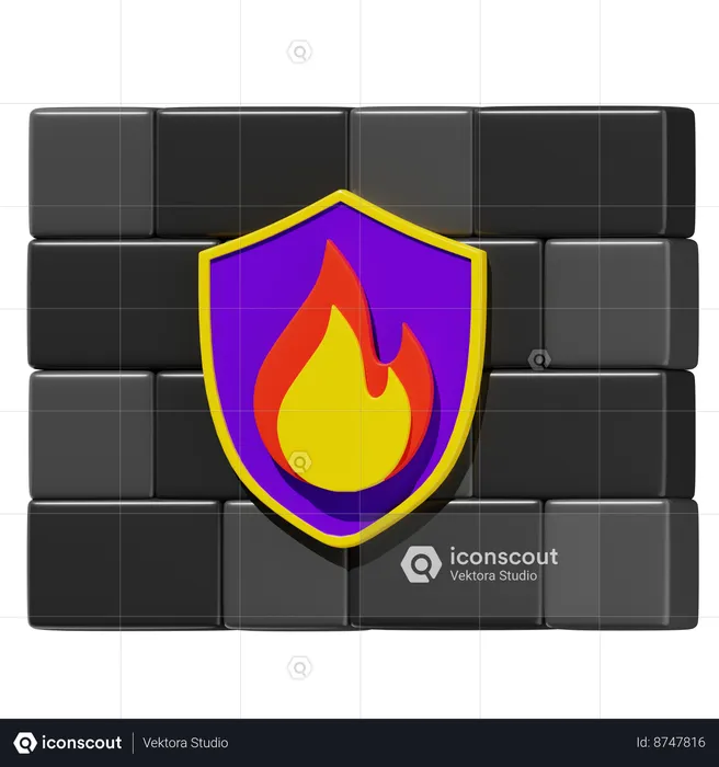 Firewall Security  3D Icon