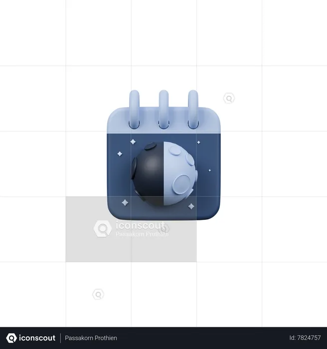 First Quarter Moon Phase Calendar  3D Icon