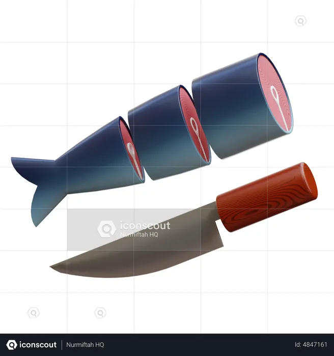 Fish and Knife  3D Icon